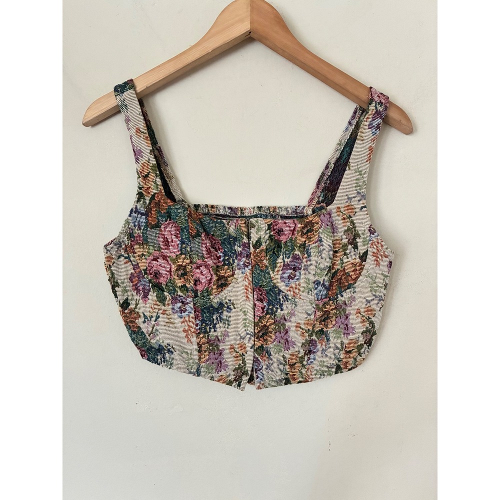 Wild Fable Floral Renaissance tapestry Corset Top Sleeveless Cropped Size S